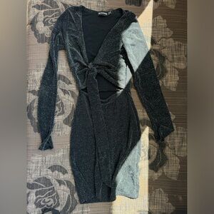 Pretty Little Thing Black Sprakle Tie Dress